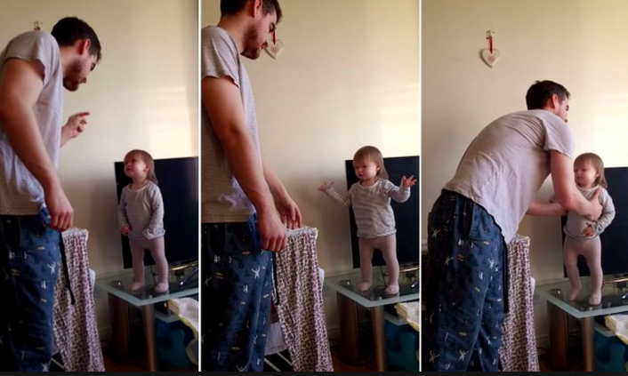 Adorable daddy/daughter standoff